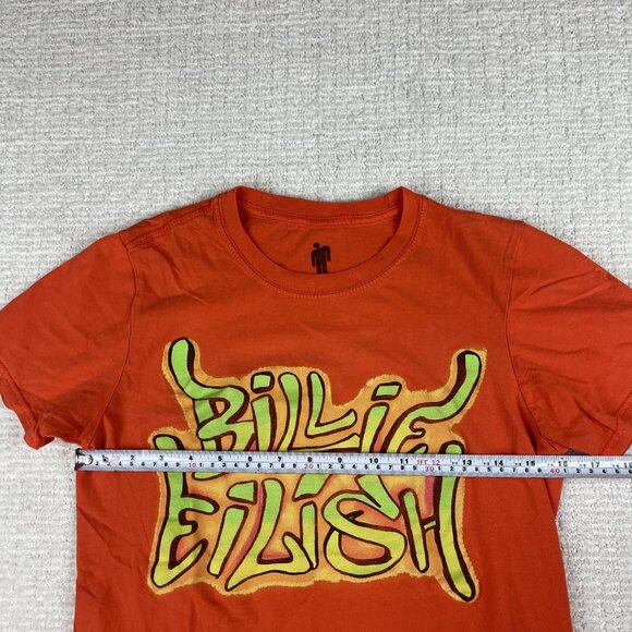 2019 Billie Eilish Graffiti Spell Out Graphic Orange Shirt XS Merch - Picture 8 of 16